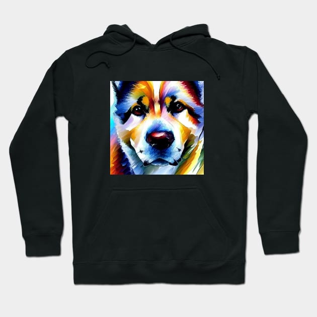 Akita - Colorful Close Up Hoodie by ArtistsQuest